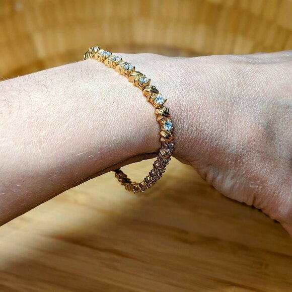 Vintage Roman Stamped Gold Tennis Bracelet - Picture 1 of 5